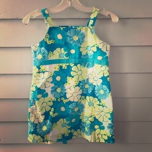 Lilly Pulitzer Dress 4 Girls blue yellow floral